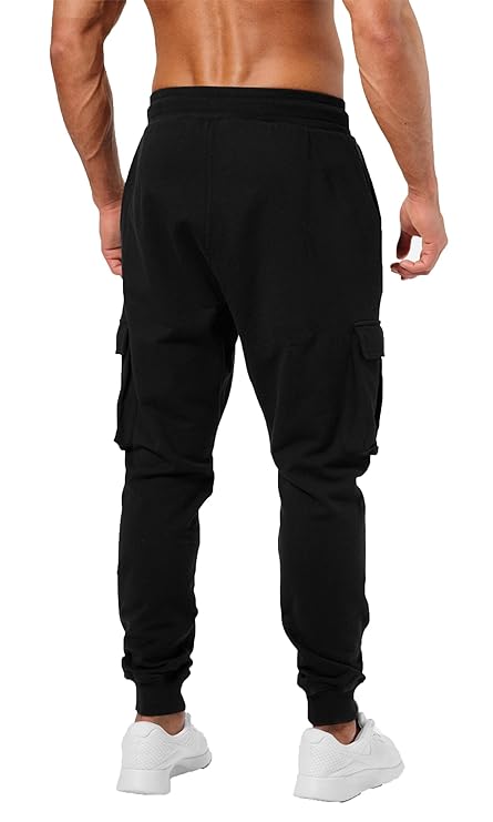 Men's Cotton Solid Men Stylish Cargo Black Track Pants