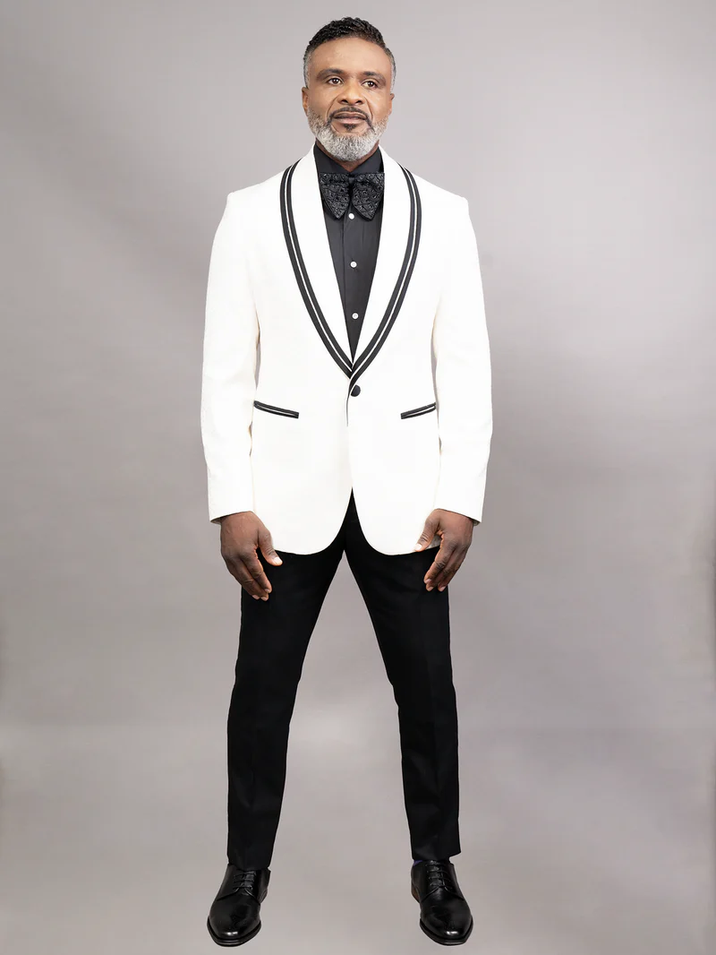 SHAWL LAPEL WHITE JACQUARD | DINNER JACKET