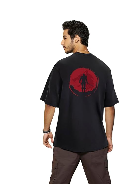 Men's Graphic Printed 100% Cotton T-Shirt - Oversized Fit, Round Neck, Half Sleeves