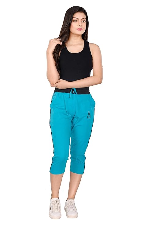 Women Cotton Printed Dark Green Capri