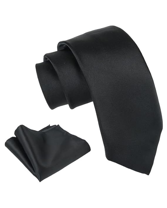 Men's Solid Micofiber Formal Tie Necktie with Pocket Square Set for Men
