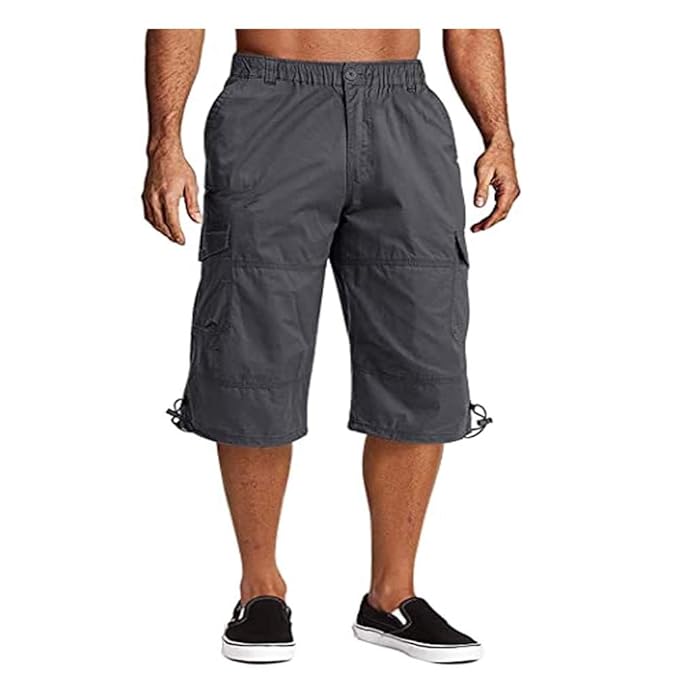 Men’s Cargo Shorts 3/4 Relaxed Fit Cotton Capri Cargo Pants