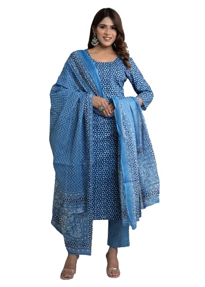3 piece suit kurti pants and dupatta Cotton