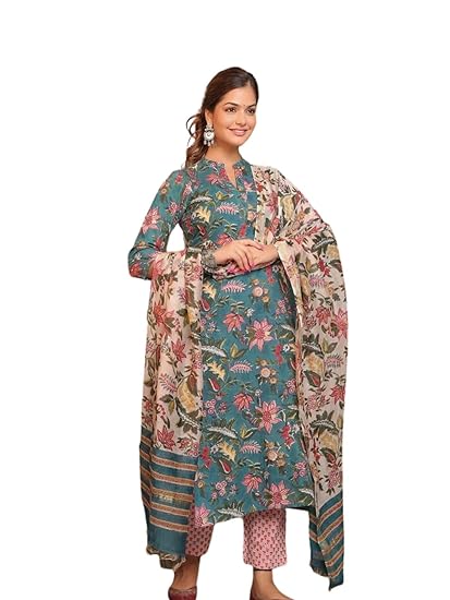 Kurta Set with Dupatta | Floral Print Kurta Set for Women | Festival Kurta Set | India Ethnic Casual Kurti Set for Women | Cotton Kurta Set for Women | Suit Set for Women