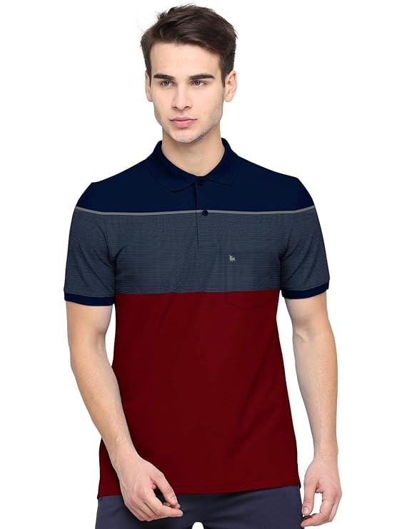 Mens Regular Fit Striped Cotton Polo Tshirt/Collared Tshirt