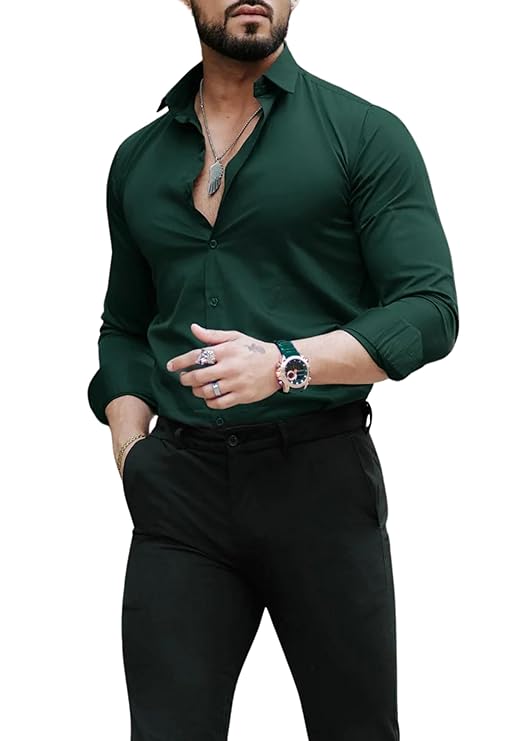 Men Slim Fit Premium Satin Cotton Formal Shirt