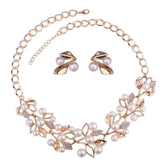 Jewellery Sets for Women Pearl Studded Choker Necklace Jewellery set with Earrings For Girls/Women