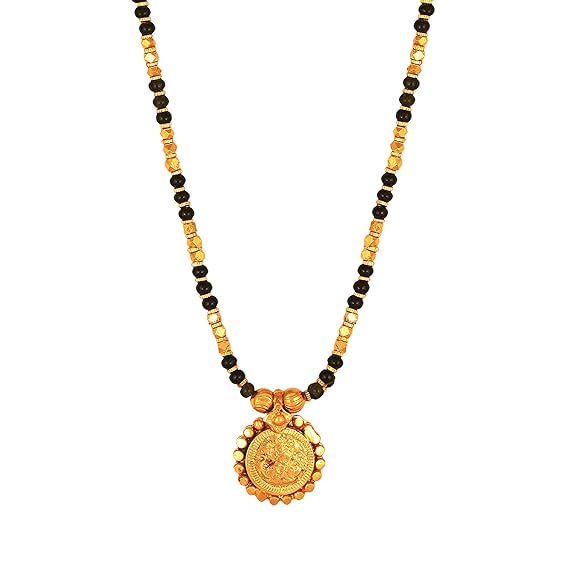 2 Vati Wati Mangalsutra For Women Girls Temple South Indian Traditional 1 Gram Gold Stylish Maharashtrian Long Double Chain Double Mangal sutra Pendant Tanmaniya Black Nallapusalu Chains
