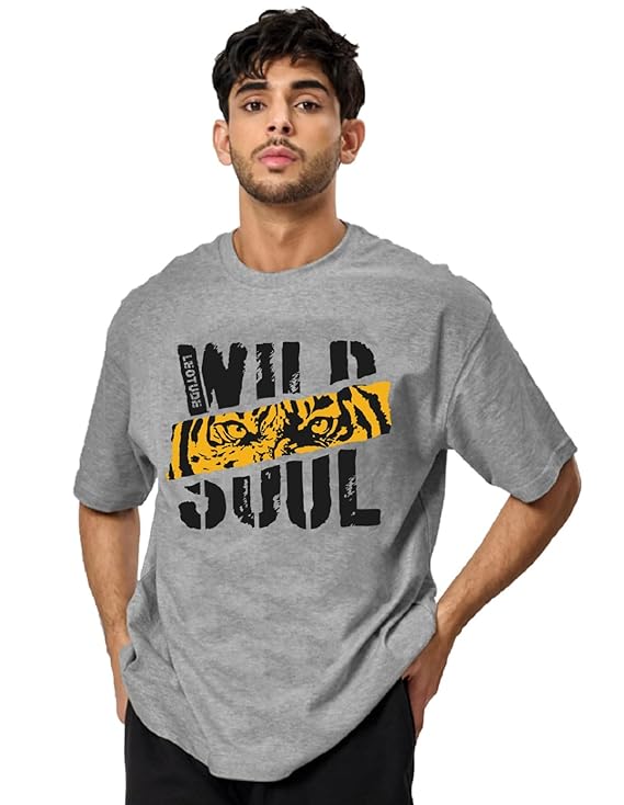 Half Sleeve Oversized Tshirt for Men, Round Neck Longline Drop Shoulder | Colorful Printed T-Shirt