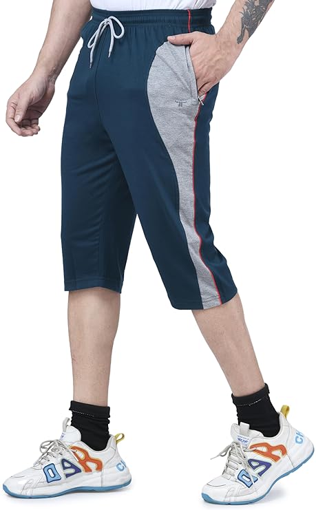 Hosiery Cotton Regular Fit Three Quarters/Three Fourths/Three by Fourth /3/4 / Capri for Men- Casual/Sports Wear with Zip Lock Pockets