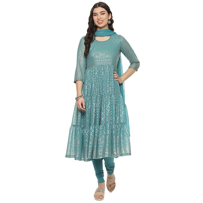 Women Cotton Blend Printed Regular Kurta