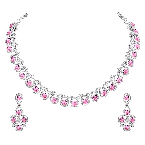 Silver Plated Alloy Necklace Set with Earrings For Women