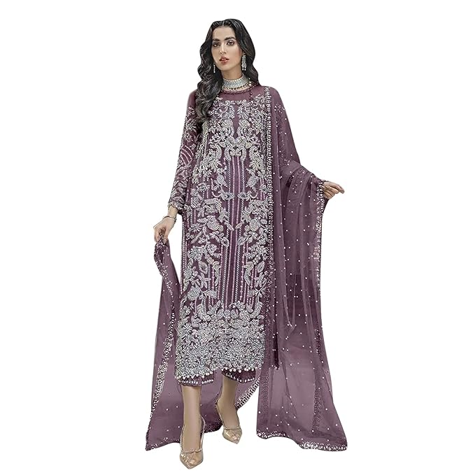 Soft silk inner semi stitched embroidery and hand work multi color designer pakistani salwar suit for women's