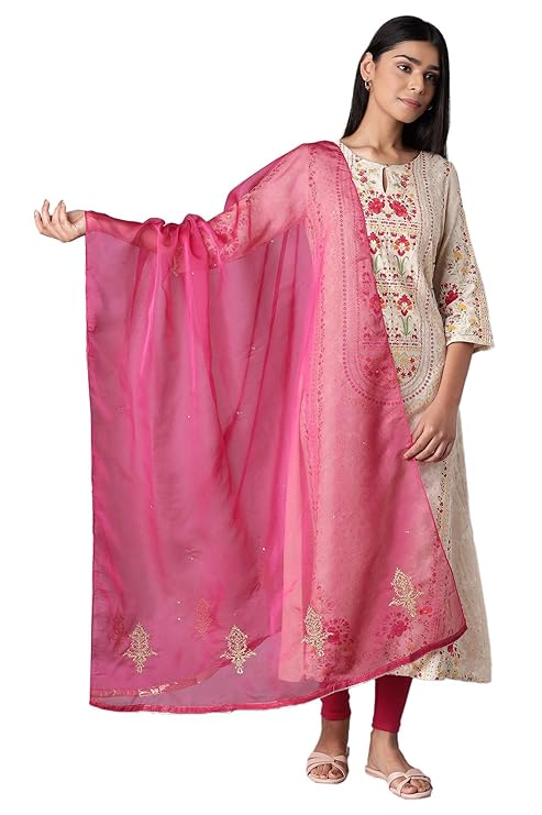 Woman Women's Solid Polyester Dupatta (21AUW80740-214969_Pink_WFS)