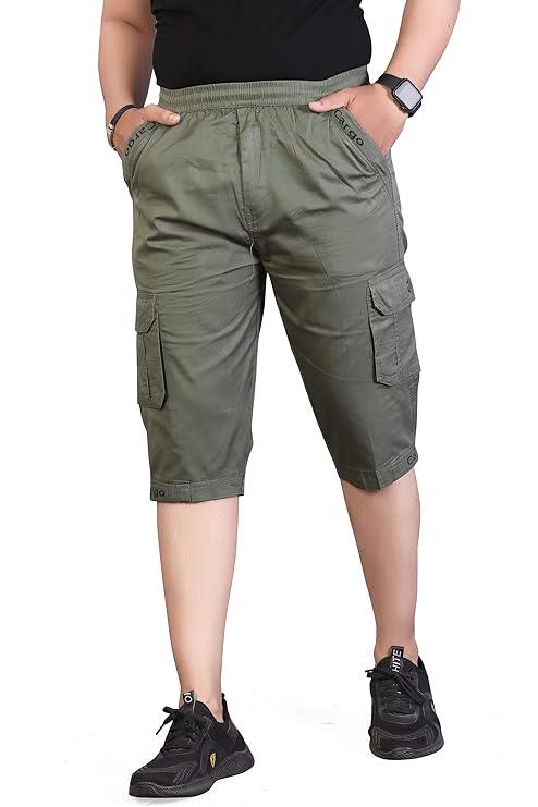 Men's Satin Regular Fit Plain Capri Shorts
