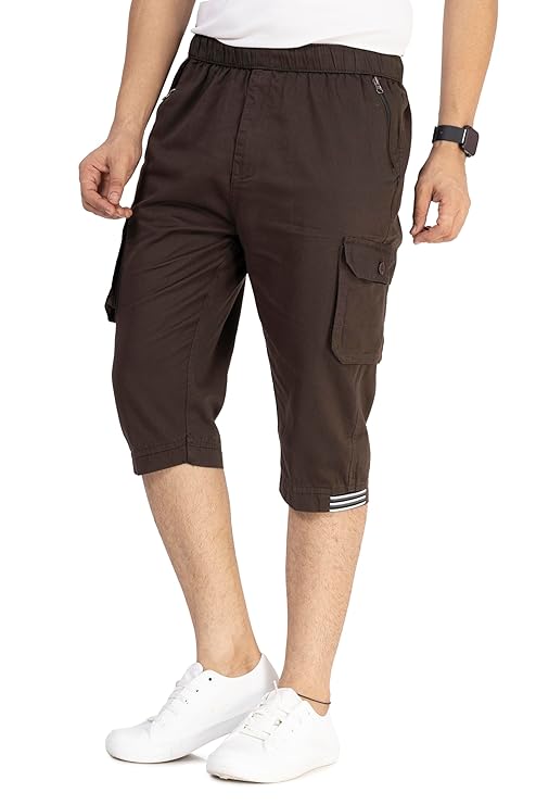 Men's Satin Regular Fit Plain Capri Shorts
