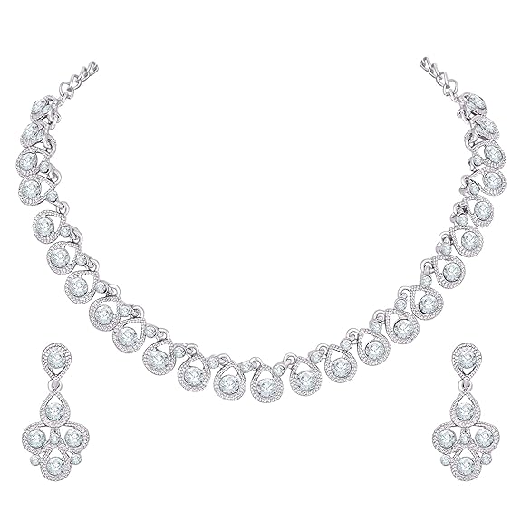 Silver Plated Alloy Necklace Set with Earrings For Women