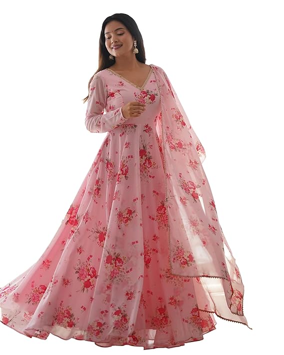 Floral Anarkali Kurta with Dupatta