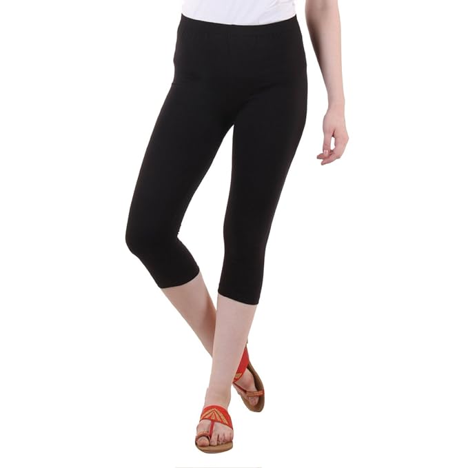 Women's Regular Fit Plain 3/4th Capri Pants