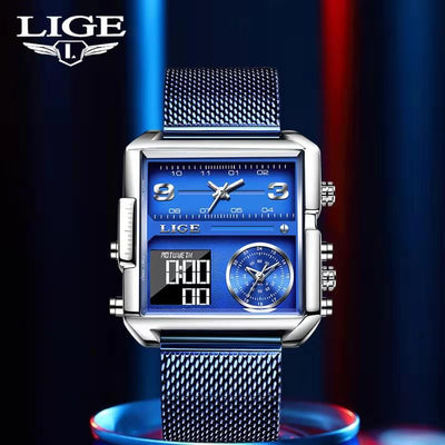 OVERFLY LIGE Square Dial Men's Analog & Digital Chronograph Watch